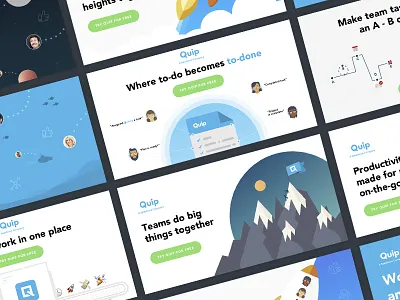 Quip Ads ads blue clean flat gradient green illustration productivity quip vector