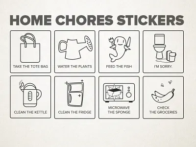 Home Chores Stickers download free freebie home illustrator sticker stickers vectors