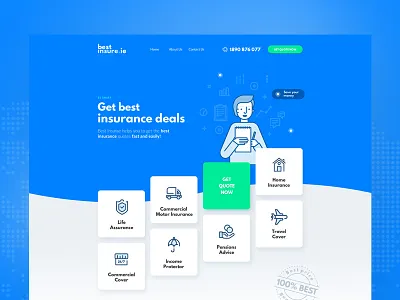Insurance landing page blue flat insurance landing light minimal web website