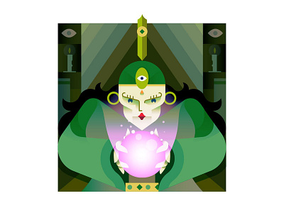 Fortune Teller crystal ball flat fortune teller geometric gradients illustration magic vector