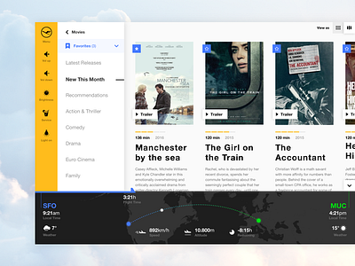 Lufthansa Infotainment Concept airline animation entertainment flight infotainment interface lufthansa ui user experience user interface ux