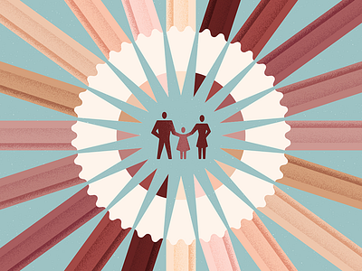 All In The Family adoption colored pencils editorial illustration family human race skin color