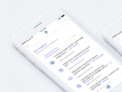Discount coupons list - Retail Mobile App bichromy design discount coupons ios list mobile application retail ui ux visual interface