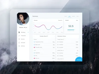 Diabetes Control App app cadabra clean control dashboard disease flat health medical tablet ui ux