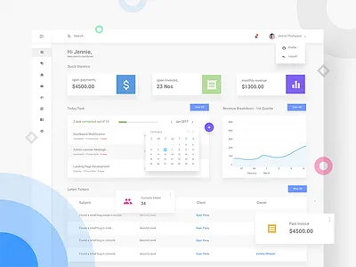 UISuMo Admin CRM Dashboard - WIP admin calendar contacts crm dashboard dribbble icon invoice material profile task wip
