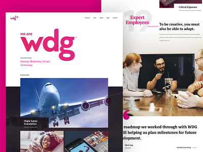 WDG - Home agency big typography culture design desktop home page homepage large type presentation project preview quote responsive services testimonial ui design video web design