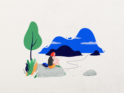 Nature character girl green hiking illustration nature vector