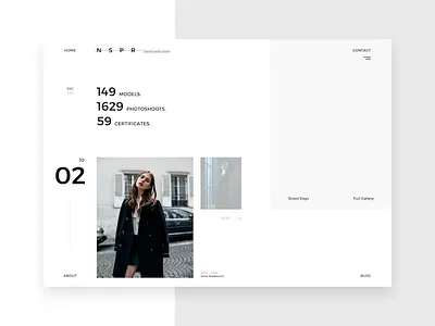 N S P R agency fashion interface minimalistic model style ui ux web webdesign website white