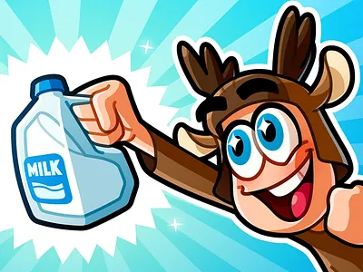 Youtube Channel Banner: MooseBlox banner blue brown cartoon character gamer gaming milk moose roblox sunburst youtuber