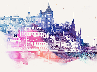 Stockholm watercolor double exposure photo stockholm watercolor