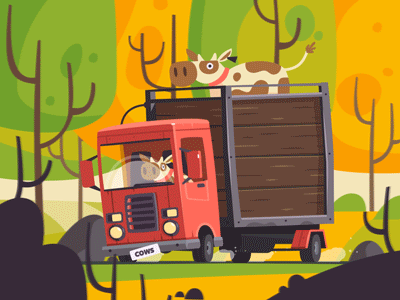 Cows Truck 2d after effects aftereffects animation duik emoji infographic joystick n sliders loop motion motiondesign nfl