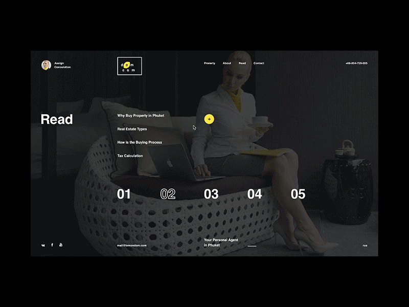 Dom.com animation app flat gif material mobile real estate typography ui ux web design website