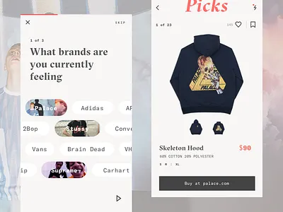 Picks adidas app clean e commerce ios minimal online store palace streetwear stussy supreme