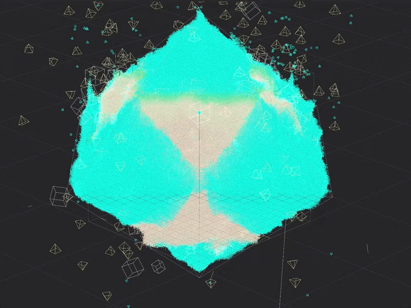 Hot box ◉‿◉ 3d c4d cinema 4d cyan design fuschia gid motion particles pyramid render x particles