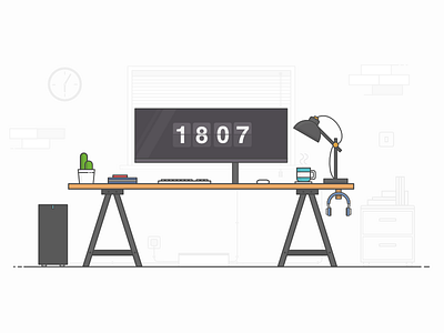 Home Office Workspace computer desk desktop home illustration lamp monitor office screen vector workspace