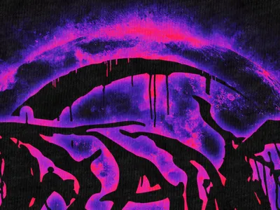 Oceano - Blood Moon abstract apparel dark eclipse evil moon neon purple shirt texture tshirt warm