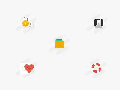 Full color icons foody help icons illustration pass payment save security