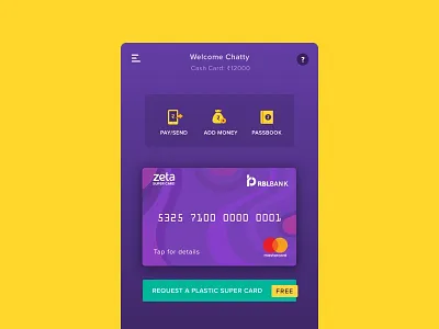 Zeta v2 homescreen card design illustration pay payment ui ux vector