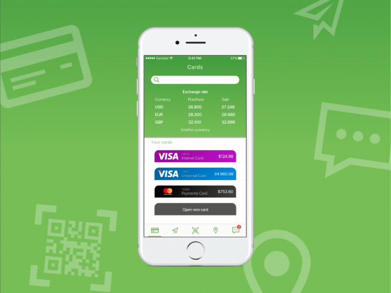 Banking App Main Tabs Animation application banking fintech mobile motion uiux