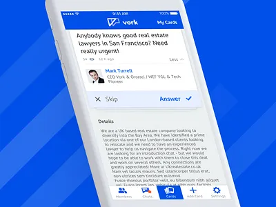 Vork - Cards cards communication community ios networks ui