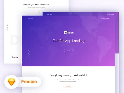 Free Free : App Landing InVision Style app landing page creative dribbble best shot free landing freebie illustration invision landing page template
