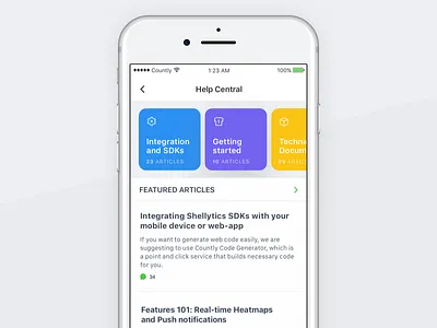 Shellytics - Support & Help Center app application dashboard flat gradient help interface ios statistics tiles ui ux