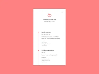 Daily UI #079 - Itinerary 079 concept dailyui event itinerary mobile organize schedule ui ux wedding
