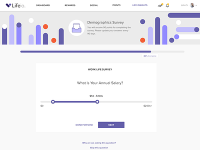 Life.io demographics survey demographic form input salary slider survey work