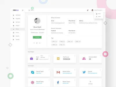 UISUMO client details page. dashboard dribbble freebies icons invoices landing page logo mockup templates ui kit uisumo web page
