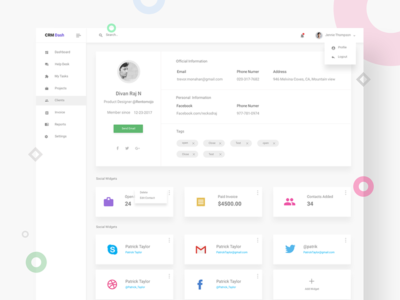 Example of UISUMO client details page.
