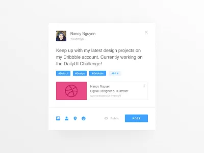 Daily UI #081 - Status Update 081 concept dailyui modal pop up post profile status update ui ux web