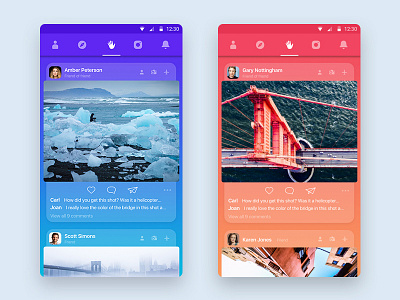 Social feeds feed friends hello mobile post purple share social