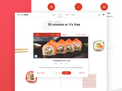 makimaki clean cuisine delivery food japan landing page meal restaurant sushi ui