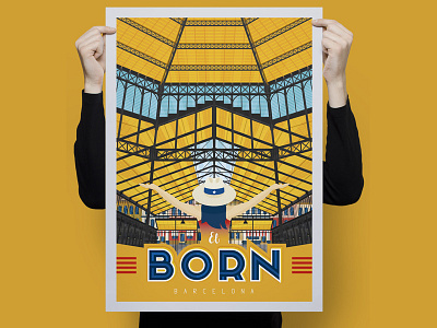 Barcelona - El Born Retro Travel Poster Illustration art barcelona cityscape design illustration poster spain vector vintage