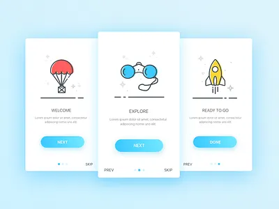 Onboarding app clean flat icons mobile modern onboarding screens