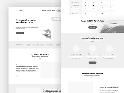 GoFar - Homepage wireframe clean gofar homepage landing ui design ux wireframe