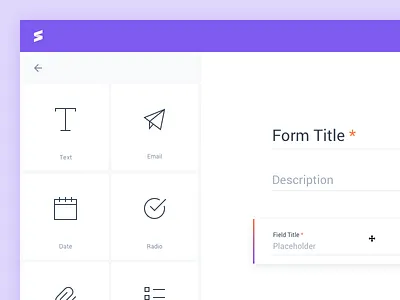 Form Builder desktop drag field form icons input minimal purple sidebar web webapp white