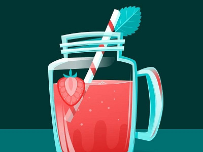 Vector Speedpaint jar mint straw strawberry tea