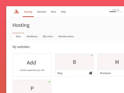 Hosting Panel : Websites Management hosting panel red
