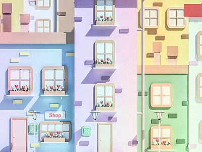 Neighborhood 2 3d building city flat game illustration ios iso isometric lowpoly render vector