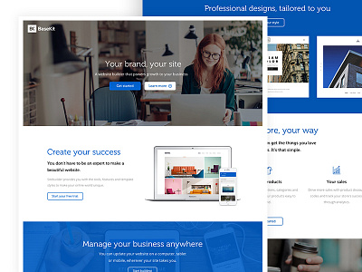 Landing page sitebuilder/storebuilder design basekit blue design landing page neutral sitebuilder store template website website builder