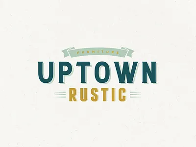 Uptown Rustic Furniture furniture grunge logo design old style retro ribbon rustic uptown vintage wood