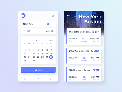 Find Trains App app boston clean commerce interaction ios list mobile mobile ios app new york prototype user interface