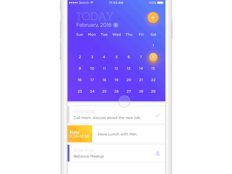 Betterday: A beautiful calendar - Add To-do animation add animation calendar event gif principle principle animation time today todo list