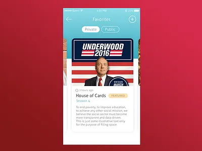 Favorite TV Show animation app card design post ui ux
