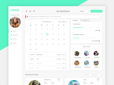Membership calendar club website dashboard design digital digital design full screen website modern website ux design web design website website design