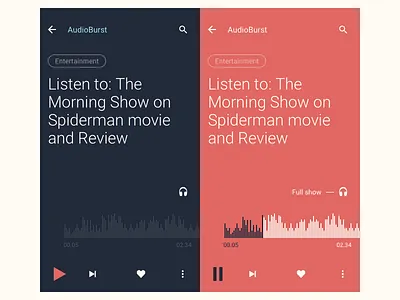 Audioburst Mobile Audio Player audio music player ios interaction design ios service app material design mobile radio interface player ux ui
