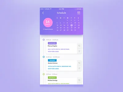 Fitness App - Schedule Screen activity android calendar color google google material design ios app list material design schedule ui