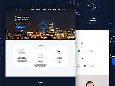 Sembit business clean elegant seagulls hexagon icons rockets software website
