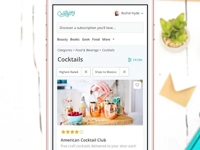 Mobile Categories categories filtering search results
